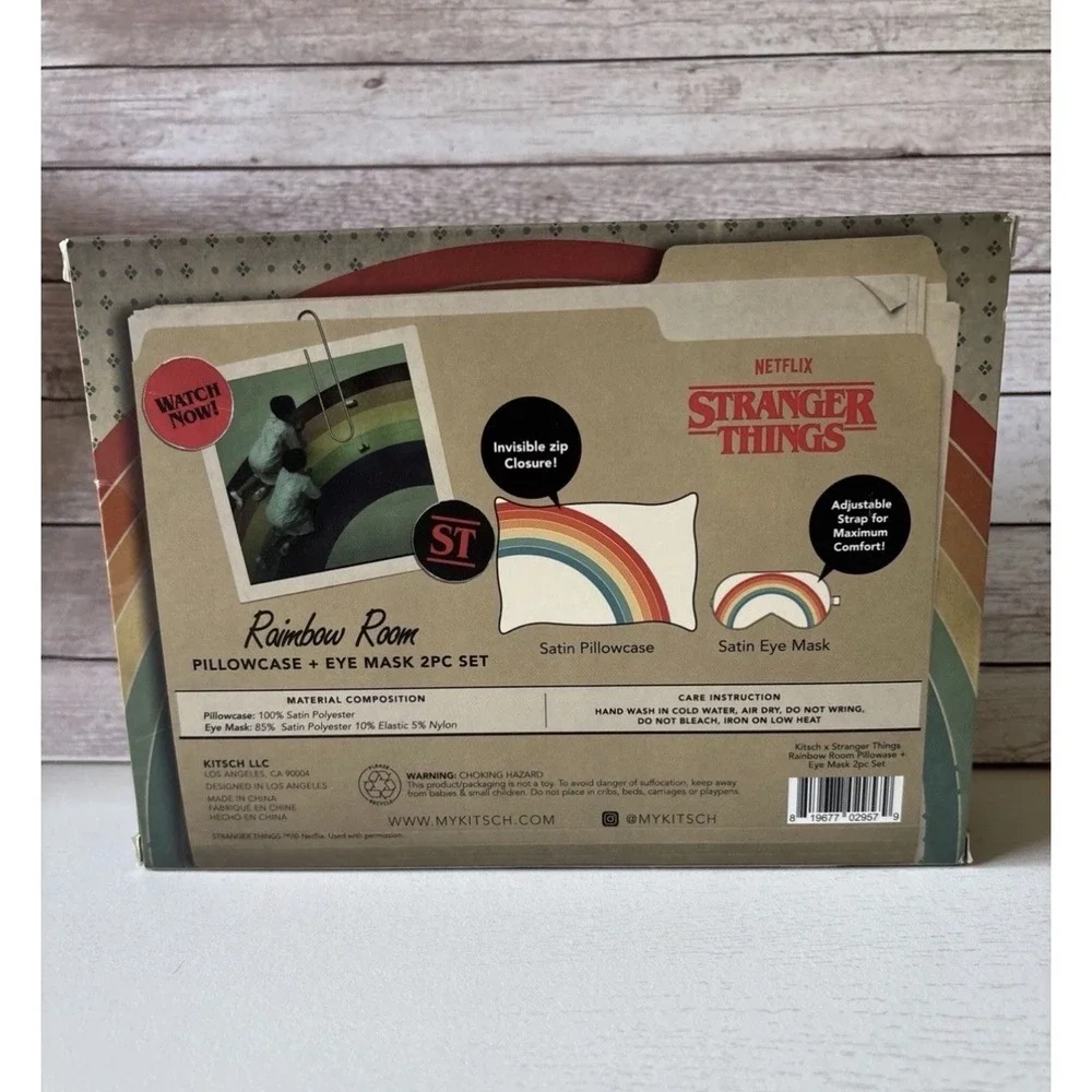 2 Pack - Kitsch x Stranger Things Rainbow Room 2 Satin Pillowcases & 2 Eyemasks